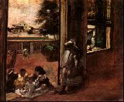 Edgar Degas Children Sat Down in the House Door oil painting artist